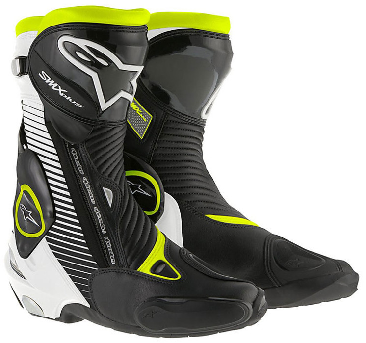 Track Motorcycle Boots Alpinestars S-MX Plus New Black White Yellow Fluo For Sale Online - Outletmoto.eu