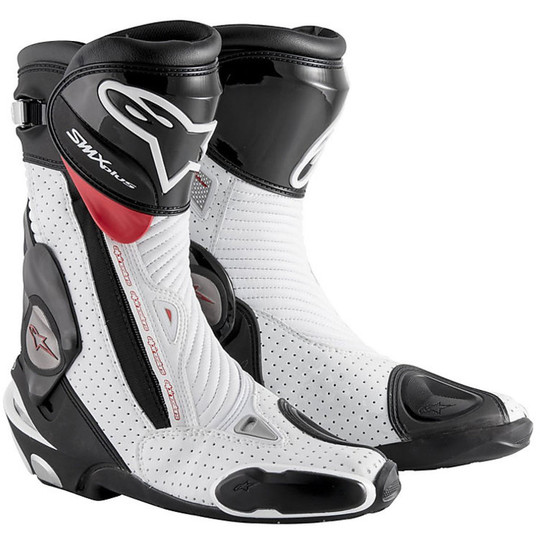 Racing Track Motorcycle Boots Alpinestars S-MX Plus New White Red Vented
