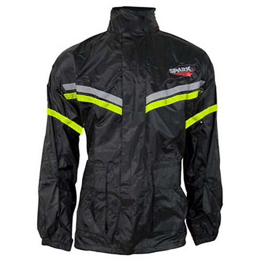 Rain Suit Spark Divisible 2 Pieces With Cap and Copriguanti Black Yellow Fluo