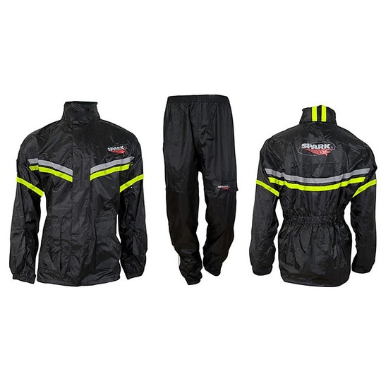 Rain Suit Spark Divisible 2 Pieces With Cap and Copriguanti Black Yellow Fluo