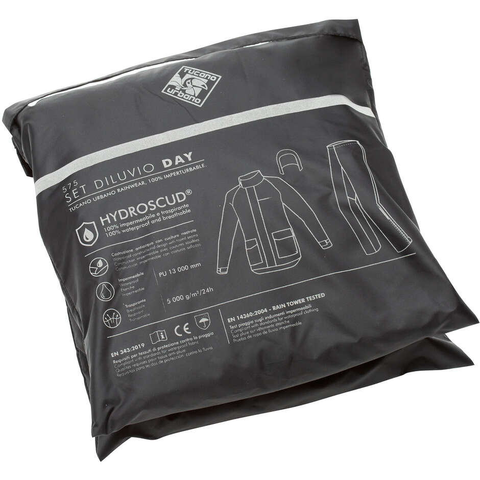 Rainproof Jacket and Trousers Set Tucano Urbano SET DILUVIO DAY Black