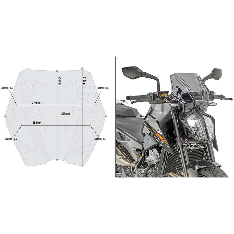 Rauchscheibe Givi A7708 Für KTM Duke 790 (18 > 20) / 890 Duke 890 R (21 > 23)