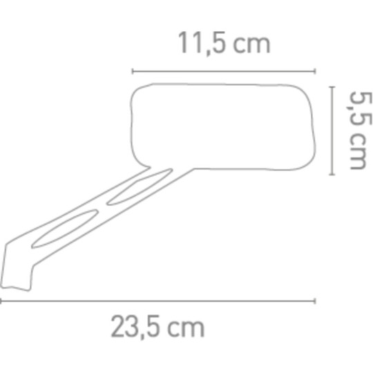 Rearview Mirrors MotoChaft Model Custom Rectangular Right-Hand Thread