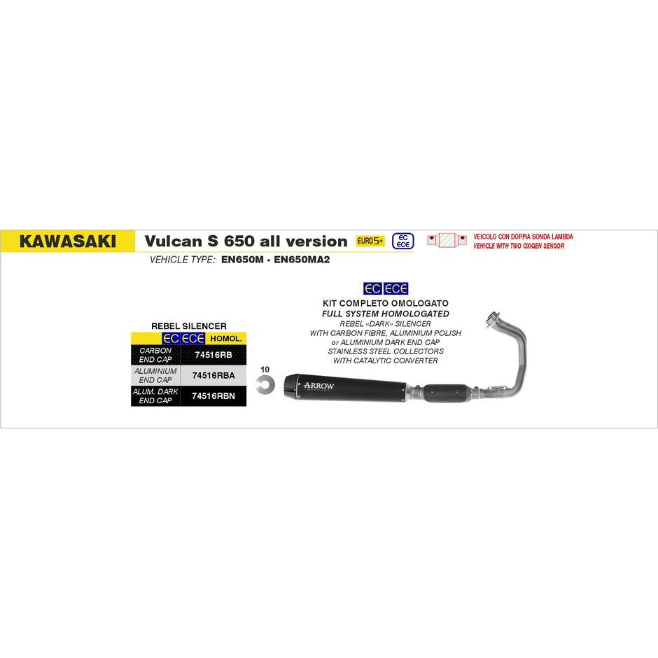 Rebel Complete Exhaust with Polished Aluminum Rear End Cap For Kawasaki Vulcan S 650 (25)