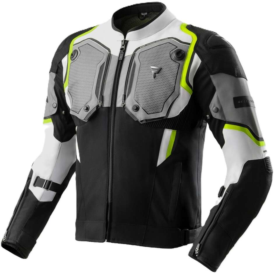 Rebelhorn BORG II Fabric Motorcycle Jacket Black Grey Fluorescent Yellow