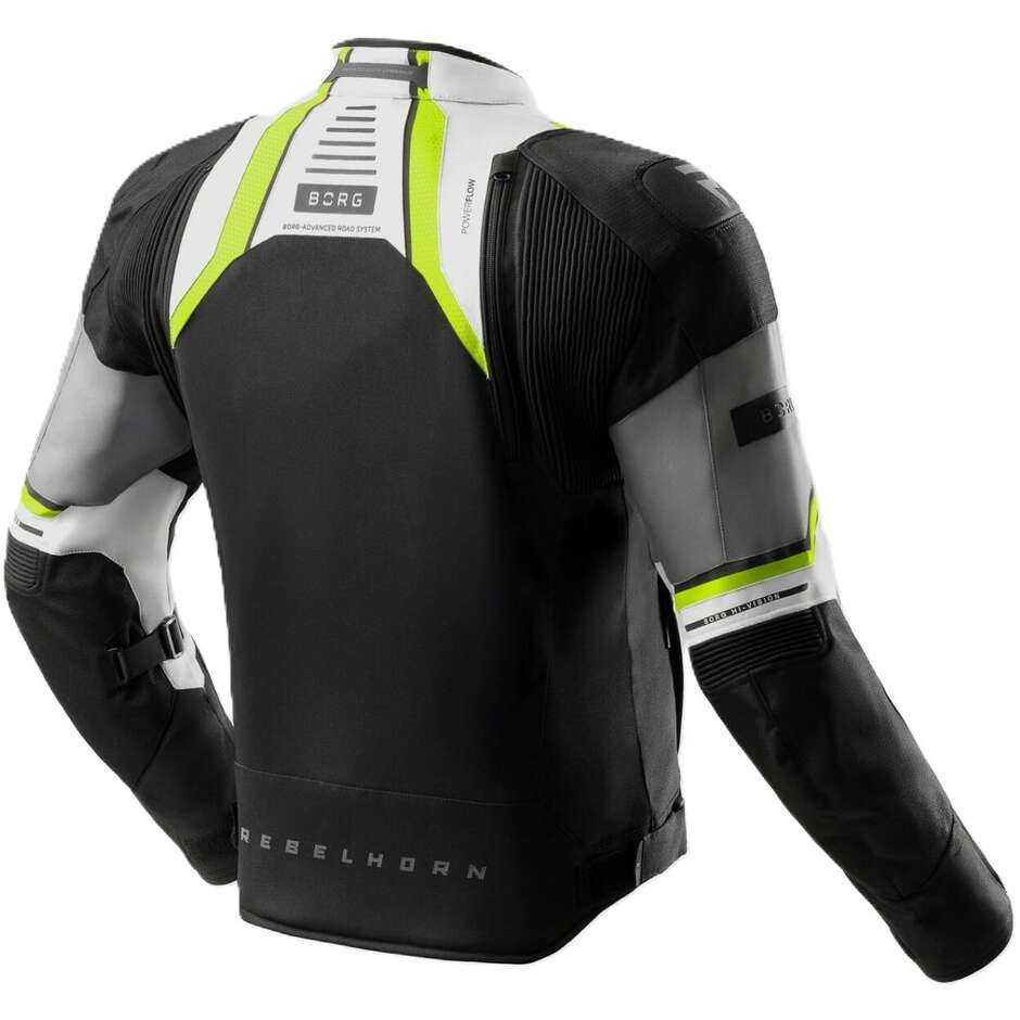 Rebelhorn BORG II Fabric Motorcycle Jacket Black Grey Fluorescent Yellow