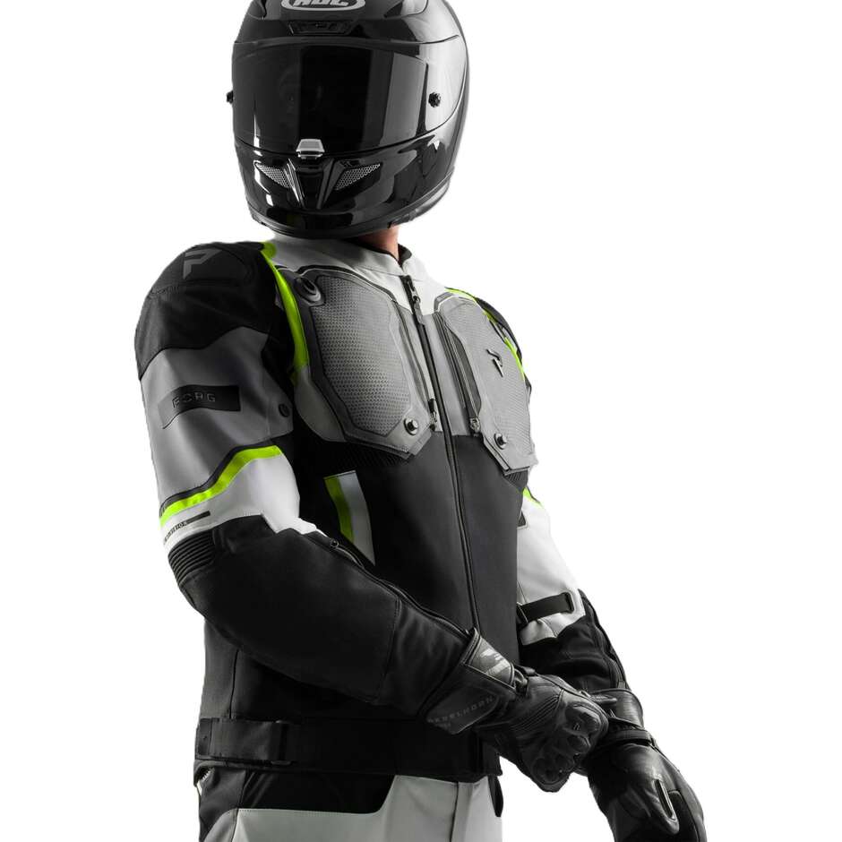 Rebelhorn BORG II Fabric Motorcycle Jacket Black Grey Fluorescent Yellow