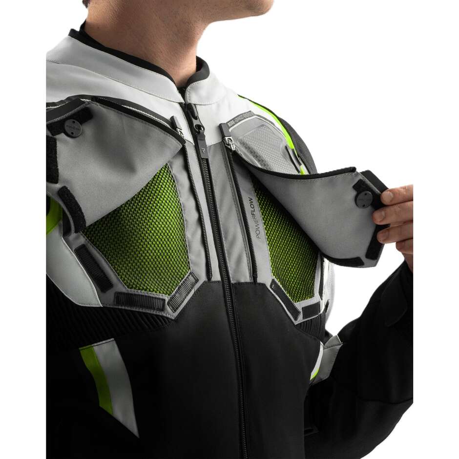 Rebelhorn BORG II Fabric Motorcycle Jacket Black Grey Fluorescent Yellow