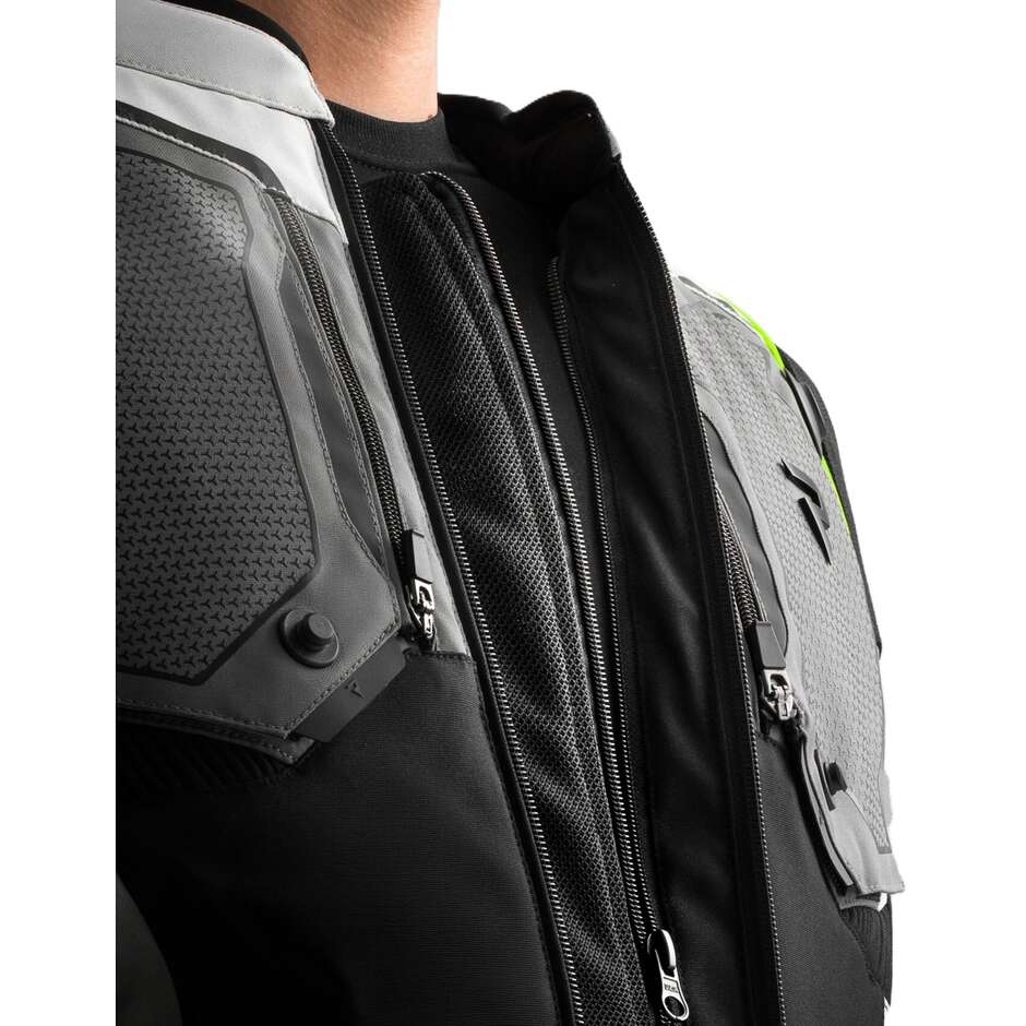 Rebelhorn BORG II Fabric Motorcycle Jacket Black Grey Fluorescent Yellow