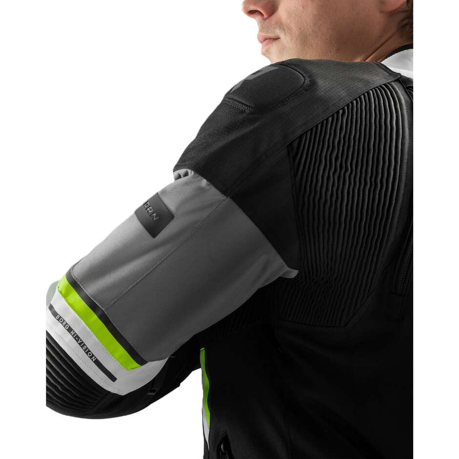 Rebelhorn BORG II Fabric Motorcycle Jacket Black Grey Fluorescent Yellow