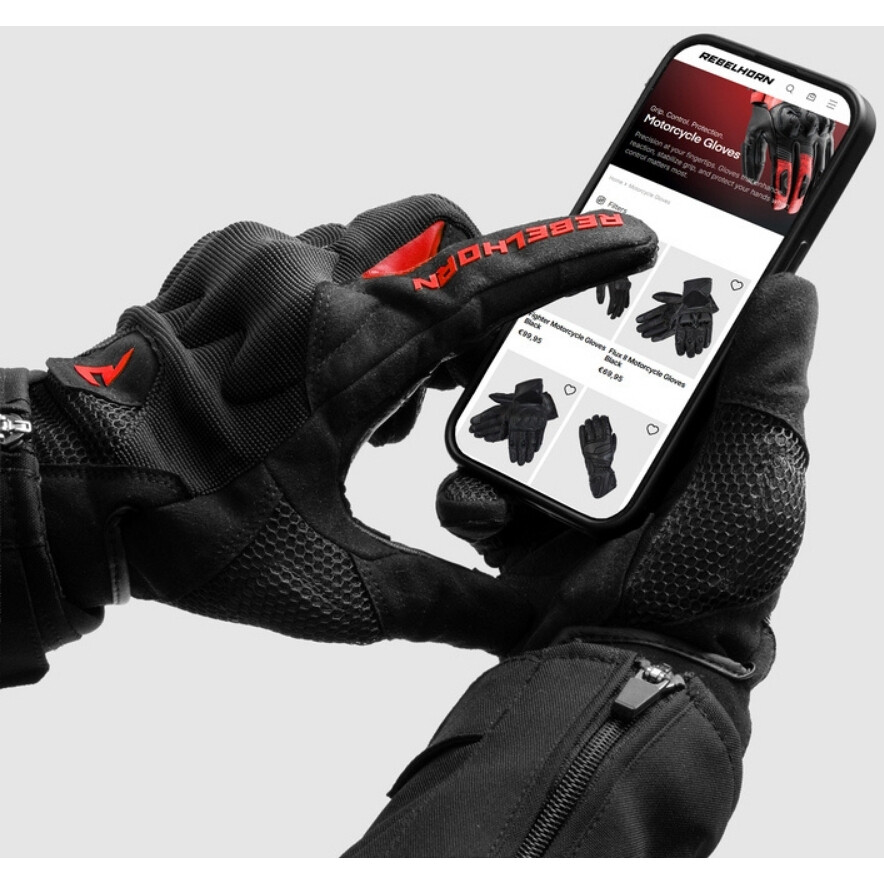 Rebelhorn CORE Motorcycle Gloves Black Red