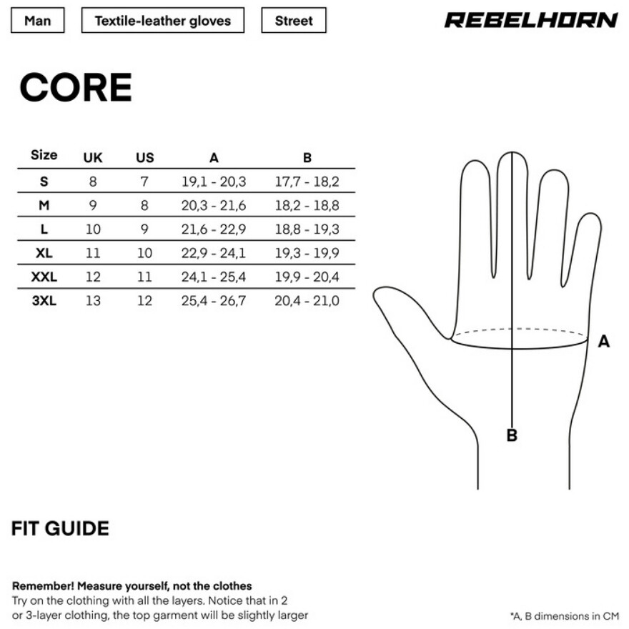 Rebelhorn CORE Motorradhandschuhe Schwarz Rot