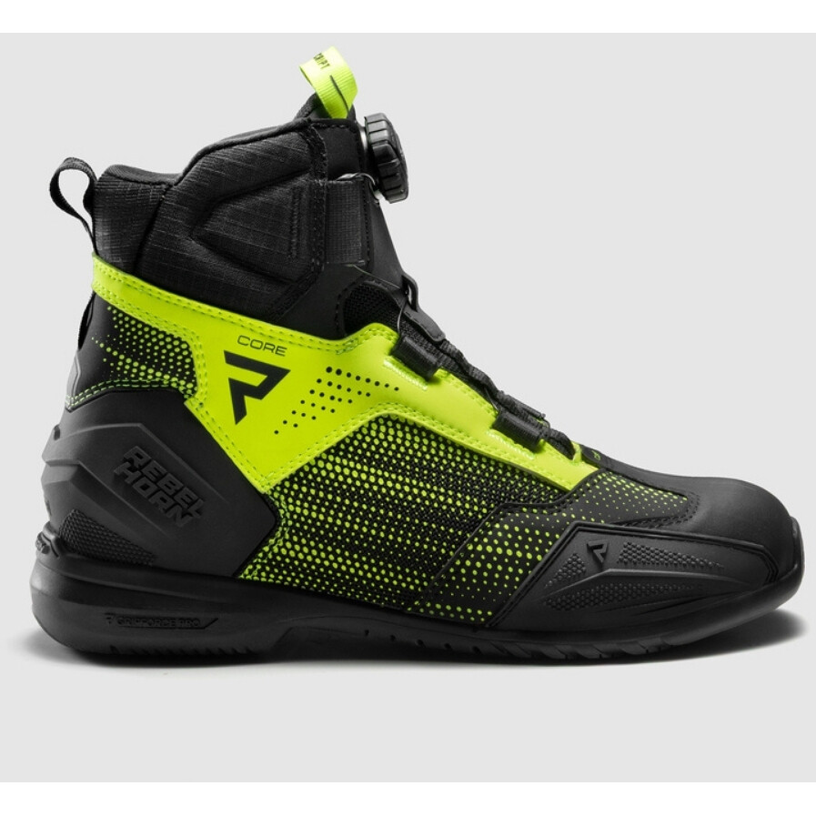 Rebelhorn CORE Motorradstiefel Schwarz Fluoreszierendes Gelb