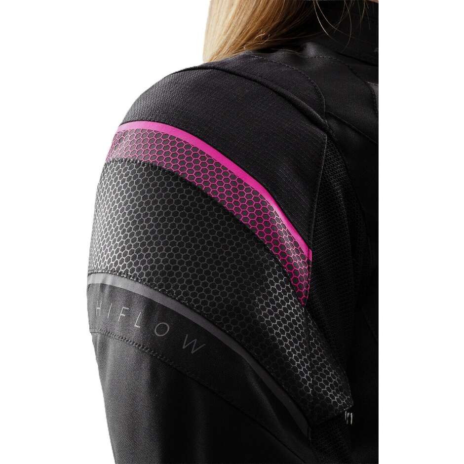 Rebelhorn Damen-Motorradjacke aus HIFLOW V-LADY-Gewebe, Schwarz/Fluoreszierendes Pink