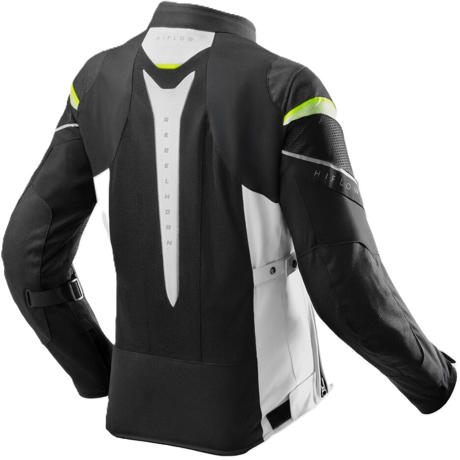 Rebelhorn Damen-Motorradjacke aus HIFLOW V-LADY-Gewebe, Schwarz, Grau, Neongelb