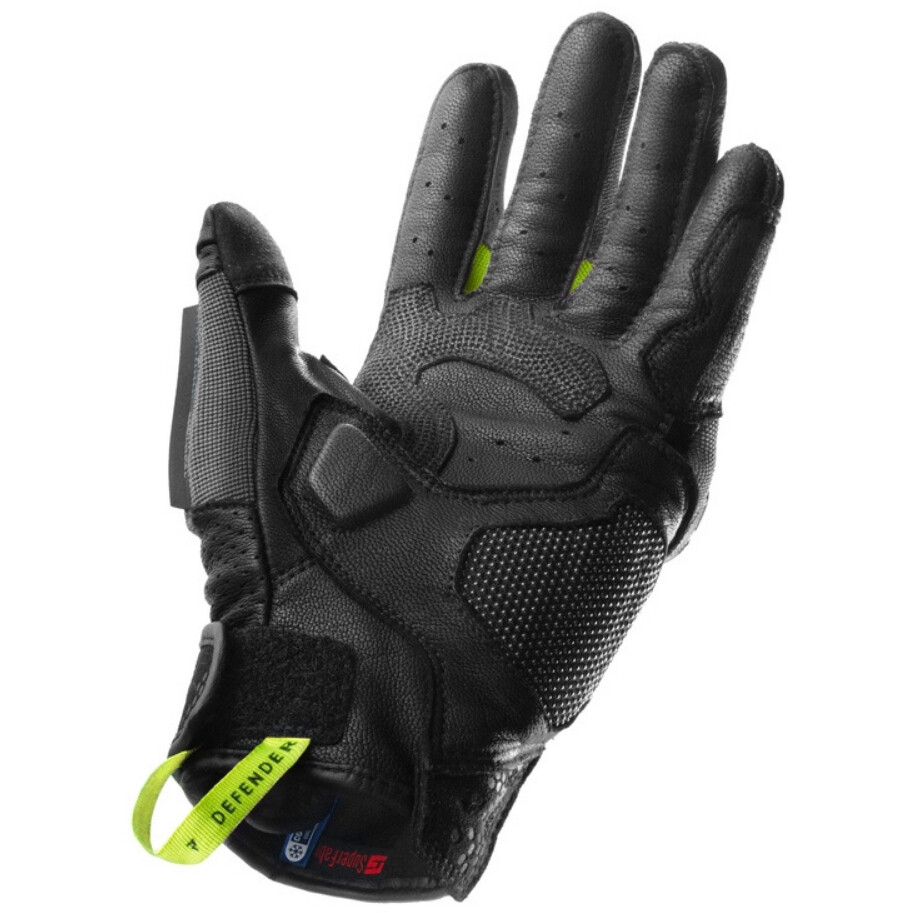 Rebelhorn DEFENDER Motorcycle Gloves Black Dark Grey Fluorescent Yellow