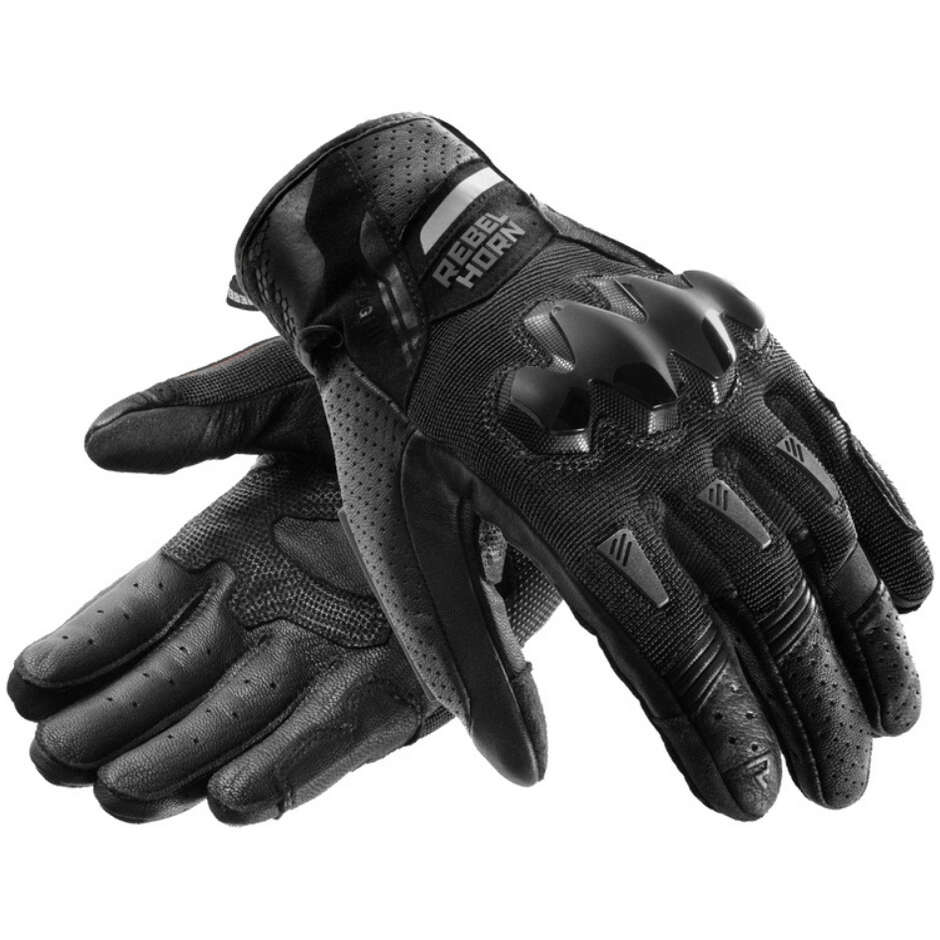 Rebelhorn DEFENDER Motorradhandschuhe Schwarz