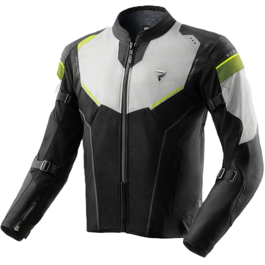 Rebelhorn HIFLOW-V Fabric Motorcycle Jacket Black Grey Fluorescent Yellow