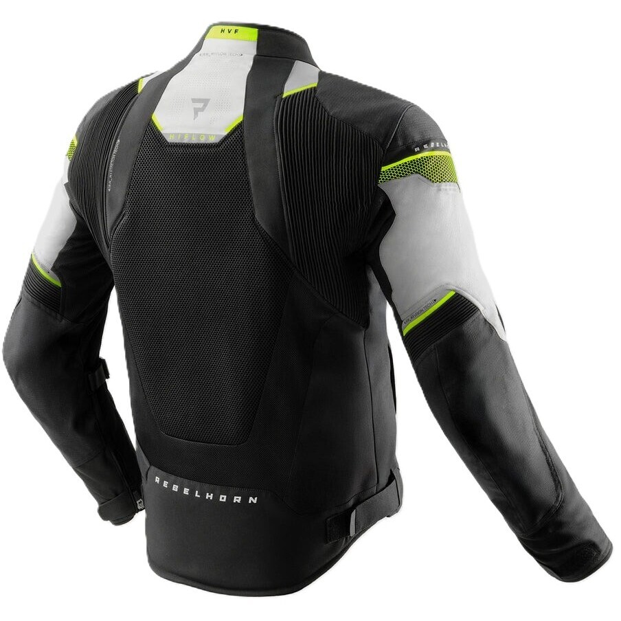 Rebelhorn HIFLOW-V Fabric Motorcycle Jacket Black Grey Fluorescent Yellow
