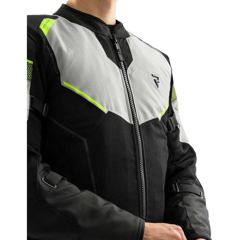 Rebelhorn HIFLOW-V Fabric Motorcycle Jacket Black Grey Fluorescent Yellow