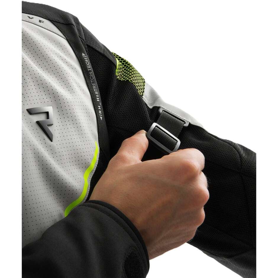 Rebelhorn HIFLOW-V Fabric Motorcycle Jacket Black Grey Fluorescent Yellow