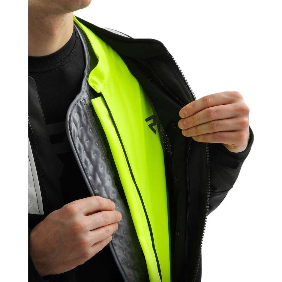 Rebelhorn HIFLOW-V Fabric Motorcycle Jacket Black Grey Fluorescent Yellow