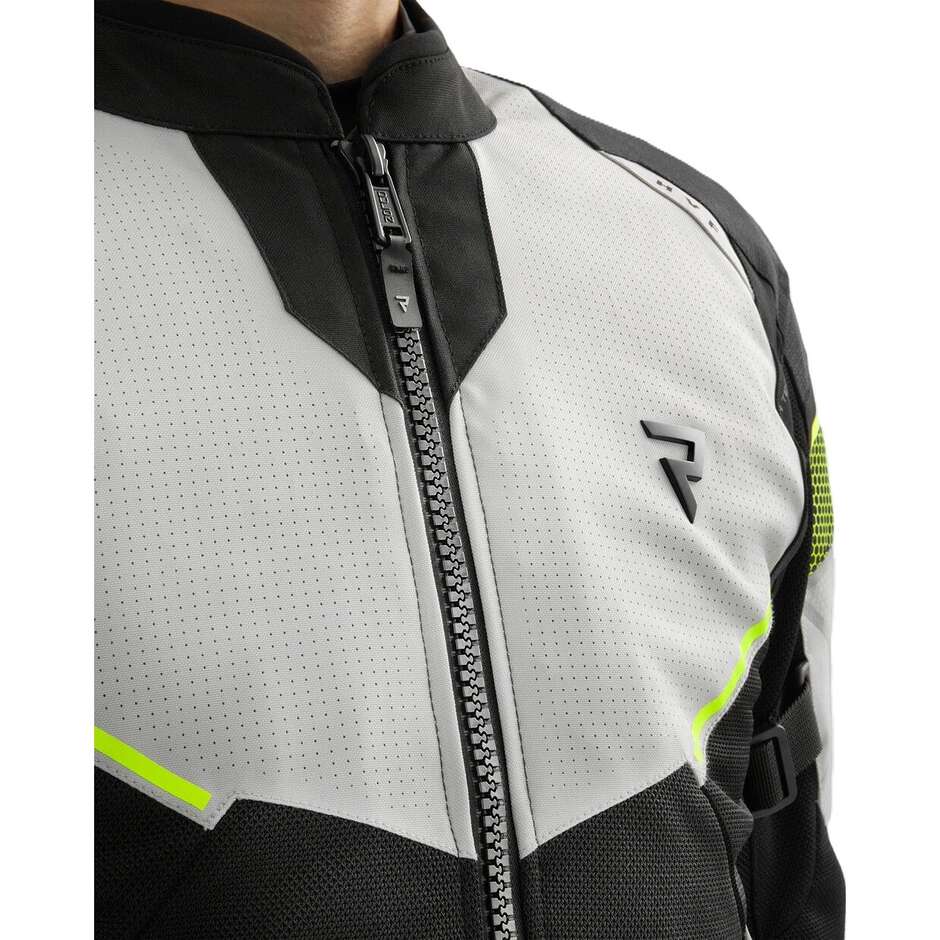 Rebelhorn HIFLOW-V Fabric Motorcycle Jacket Black Grey Fluorescent Yellow