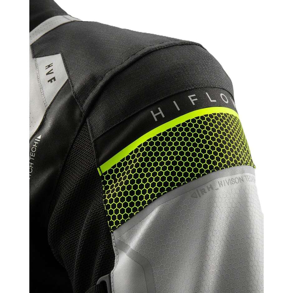 Rebelhorn HIFLOW-V Fabric Motorcycle Jacket Black Grey Fluorescent Yellow