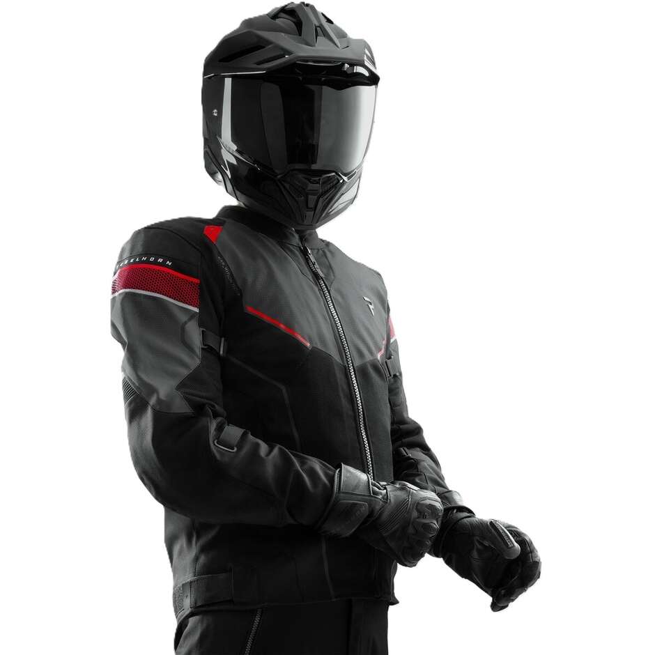 Rebelhorn HIFLOW-V Fabric Motorcycle Jacket Black Grey Red