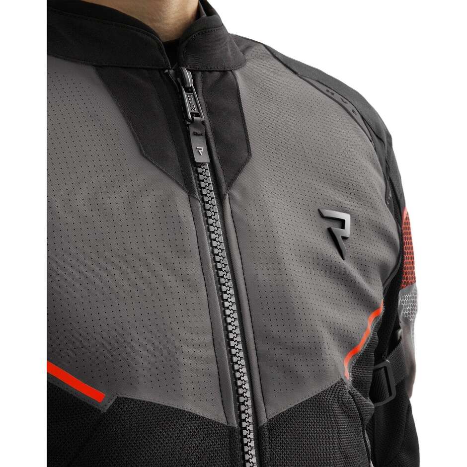 Rebelhorn HIFLOW-V Fabric Motorcycle Jacket Black Grey Red
