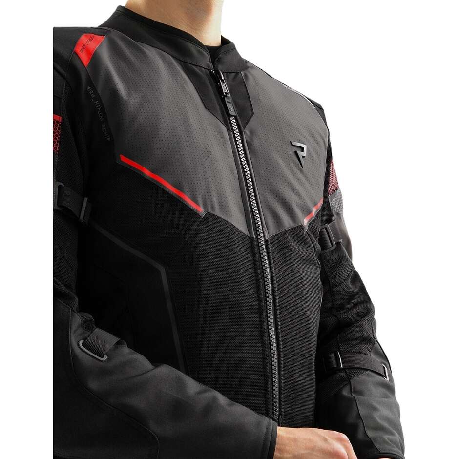 Rebelhorn HIFLOW-V Fabric Motorcycle Jacket Black Grey Red