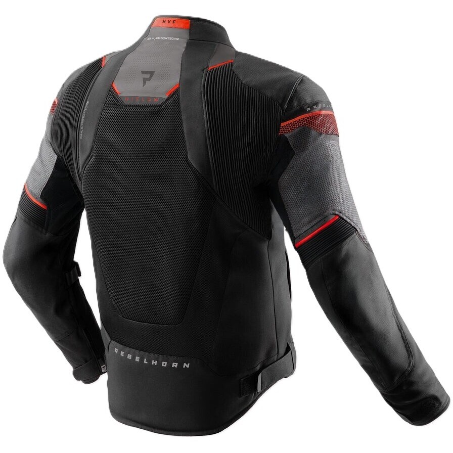 Rebelhorn HIFLOW-V Motorradjacke aus Stoff, Schwarz, Grau, Rot
