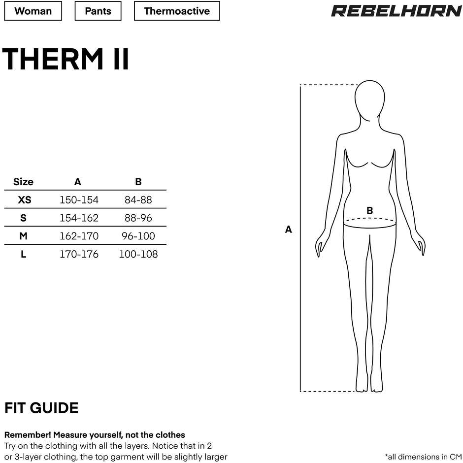 Rebelhorn THERM II LADY Women's Thermal Underwear Pants Black Grey