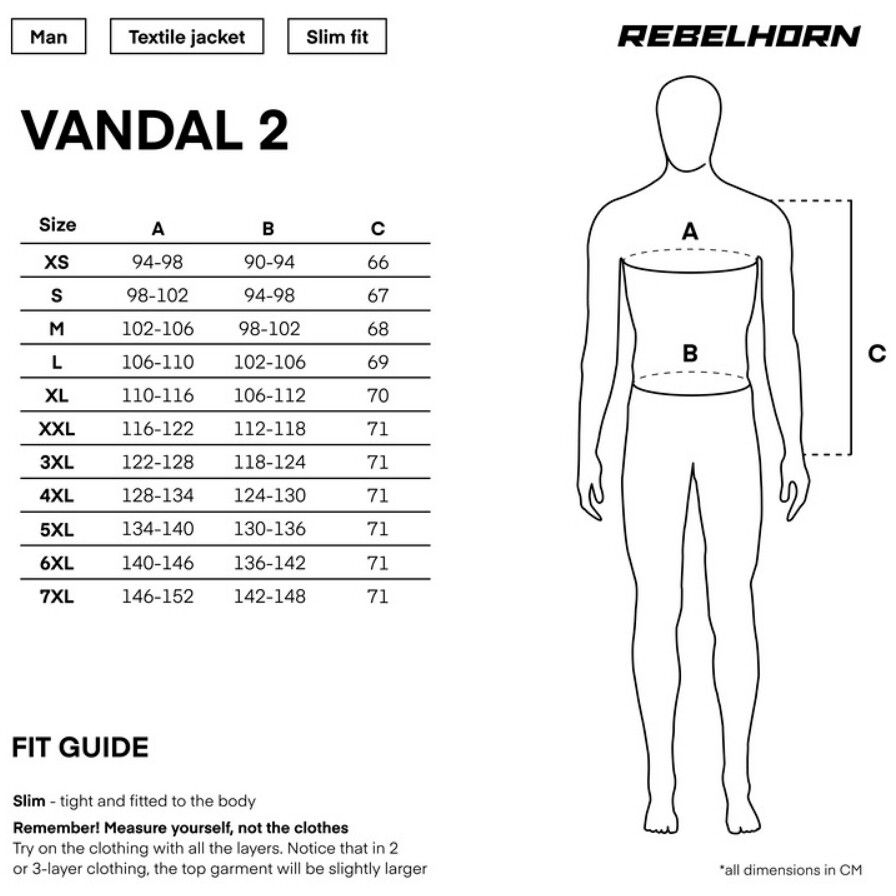 Rebelhorn VANDAL 2 Schwarze Stoff-Motorradjacke