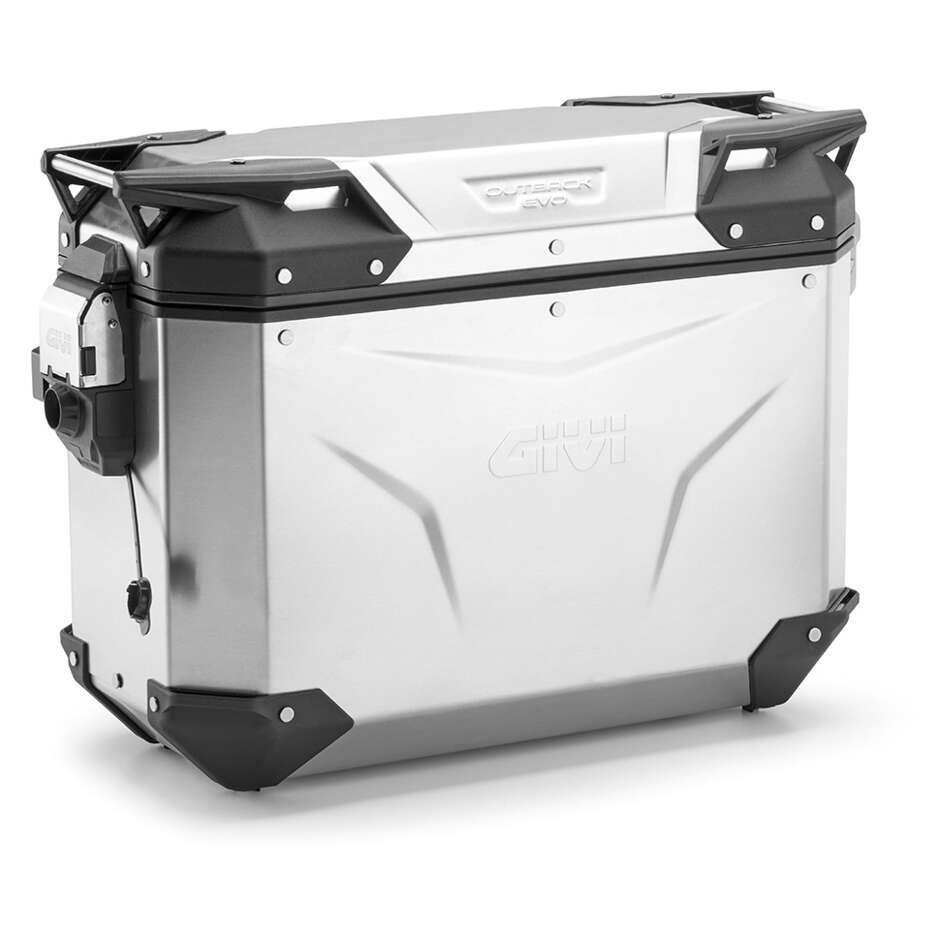 Rechtes Seitengehäuse Givi OBKEV37 TREKKER OUTBACK EVO SMART Security Lock , natürliches Aluminium – Monokey-Nockenseite