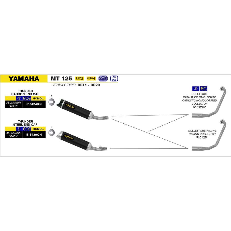 Rennkrümmer Yamaha MT 125 2014/2019