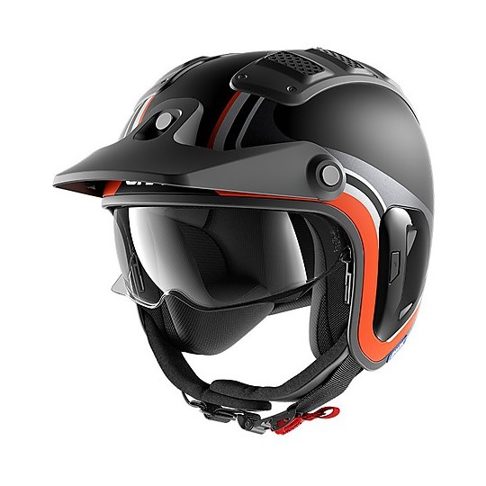 Retro Jet Helmet in Fiber Moto Shark X-DRAK 2 Hister Mat Black Anthracite Matt Orange