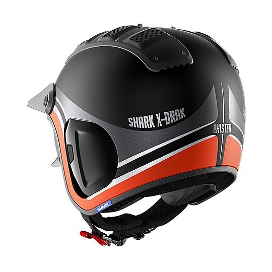 Retro Jet Helmet in Fiber Moto Shark X-DRAK 2 Hister Mat Black Anthracite Matt Orange