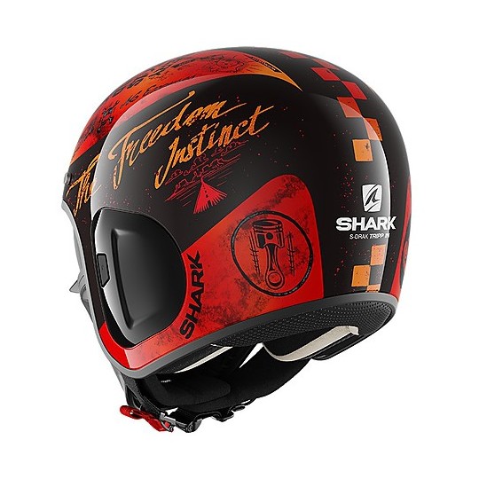 Retro Jet Motorcycle Helmet Shark S-DRAK 2 Tripp In Black Orange