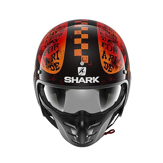 Retro Jet Motorcycle Helmet Shark S-DRAK 2 Tripp In Black Orange