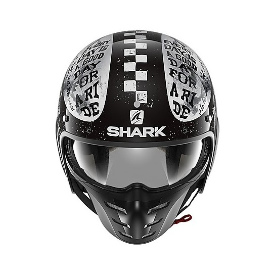 Retro Jet Motorradhelm Shark S-DRAK 2 Tripp in Schwarz Weiß Rot