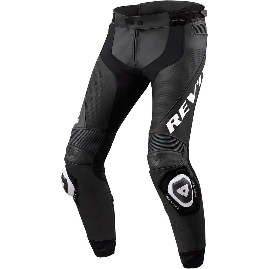 Rev'it APEX Black White Shortened Motorcycle Leather Pants