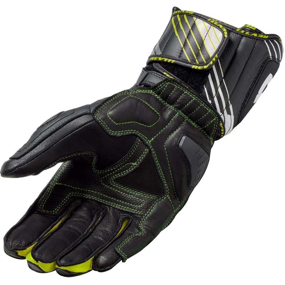 Rev'it APEX Leather Motorcycle Gloves Neon Yellow Black