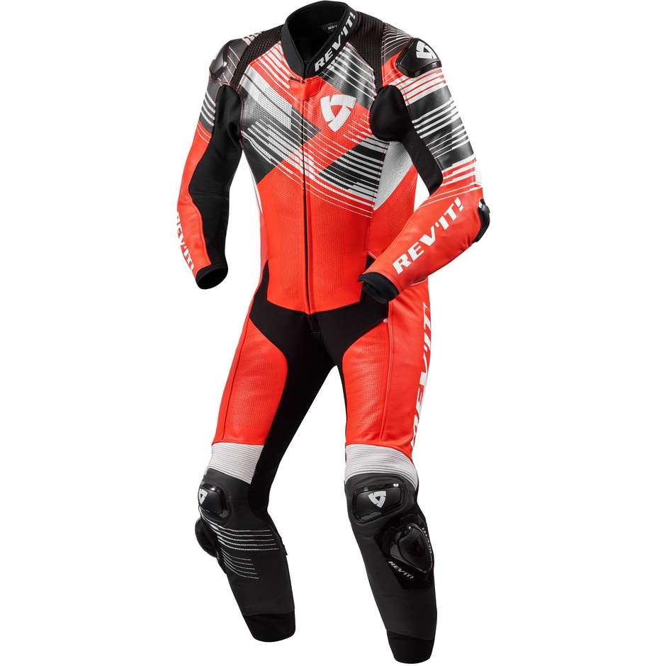 Rev'it APEX Neon Red White Motorcycle Suit
