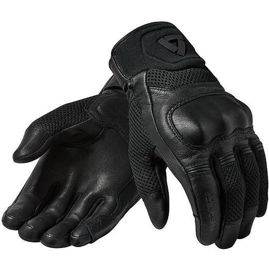 Rev'it ARCH Black Leather and Fabric Motorcycle Gloves