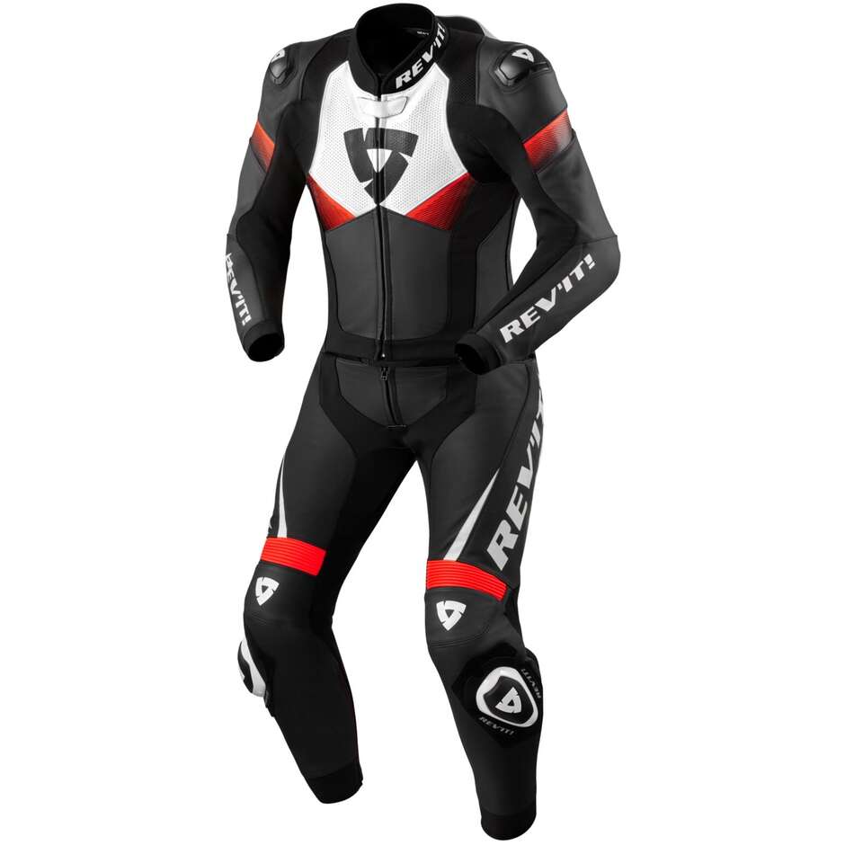 Rev'it ARGON 2 Teilbarer Motorradanzug Schwarz Neonrot