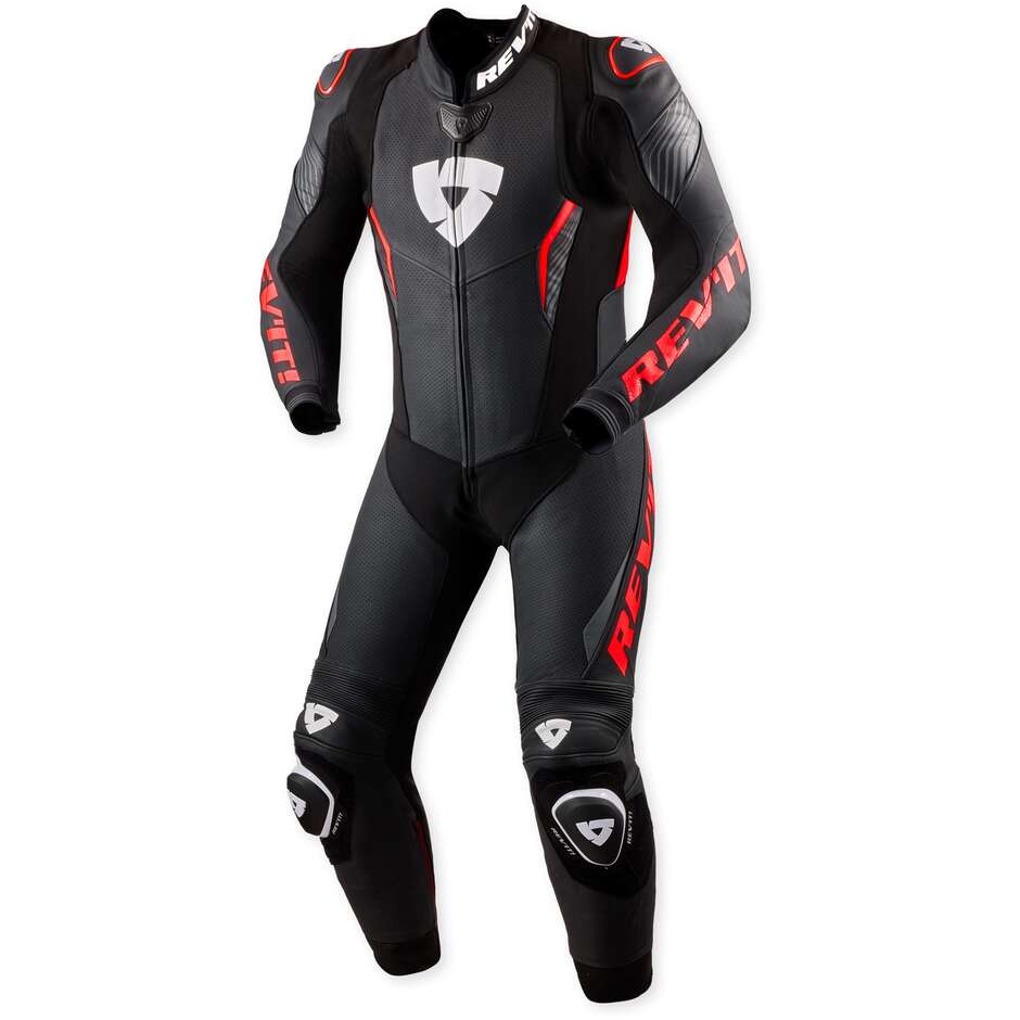 Rev'it Argon 3 Einteiliger Motorradanzug Schwarz Neonrot