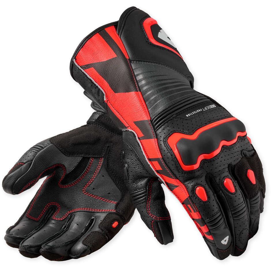 Rev'it Argon 3 Motorradhandschuhe Schwarz Neonrot