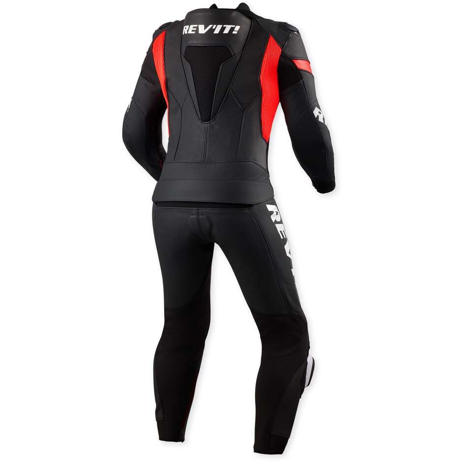 Rev'it Argon 3 Two-Piece Motorcycle Suit Black Neon Red