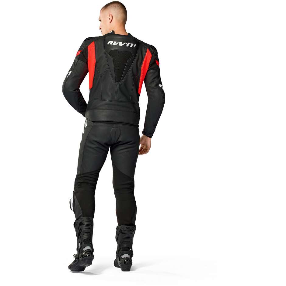 Rev'it Argon 3 Zweiteiliger Motorradanzug Schwarz Neonrot